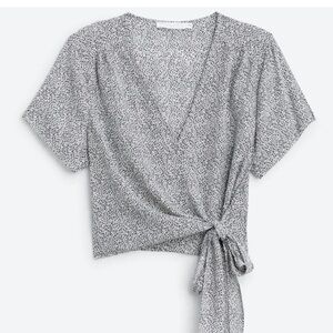 Lush Black and white Wrap Top NWOT